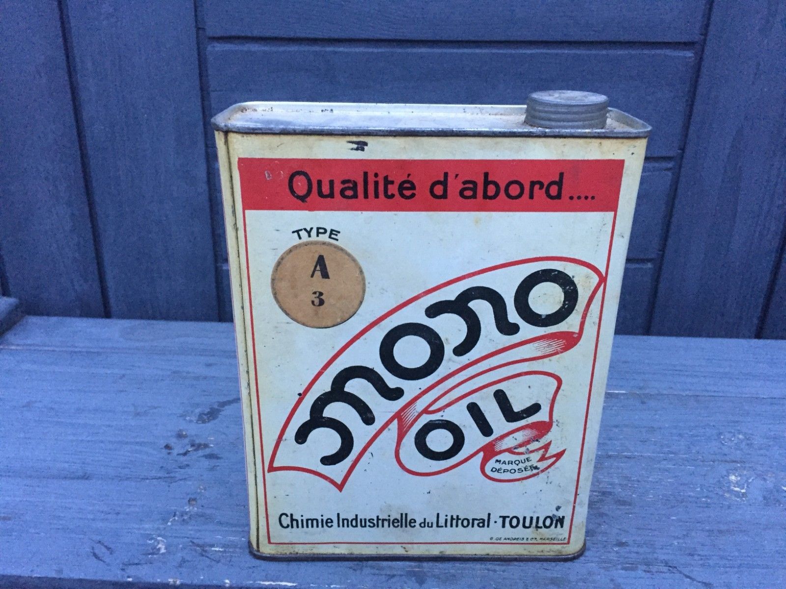 Bidon d'huile 1935 "MONO OIL" type A 3