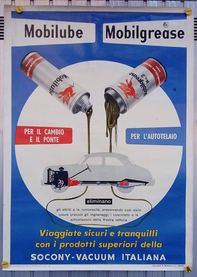 Affiche originale de la Socony-Vacuum italienne de 52