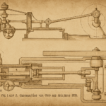 Moteur à combustion interne d'Otto, 1876. (modifiée par Copilot)