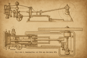 Moteur à combustion interne d'Otto, 1876. (modifiée par Copilot)