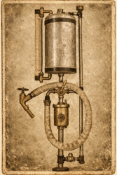 Distributeur de carburant, Brevo, 1892, Zurich, Suisse (modifiée par ChatGPT)