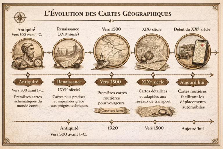 Frise "L'évolution des cartes géographiques" (par ChatGPT)