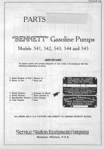 Bennett 541, 542, 543, 544, 545 Gas Pump Parts