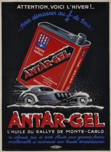 ANTAR- GEL, L'HUILE DU RALLYE MONTE CARLO - 1933
