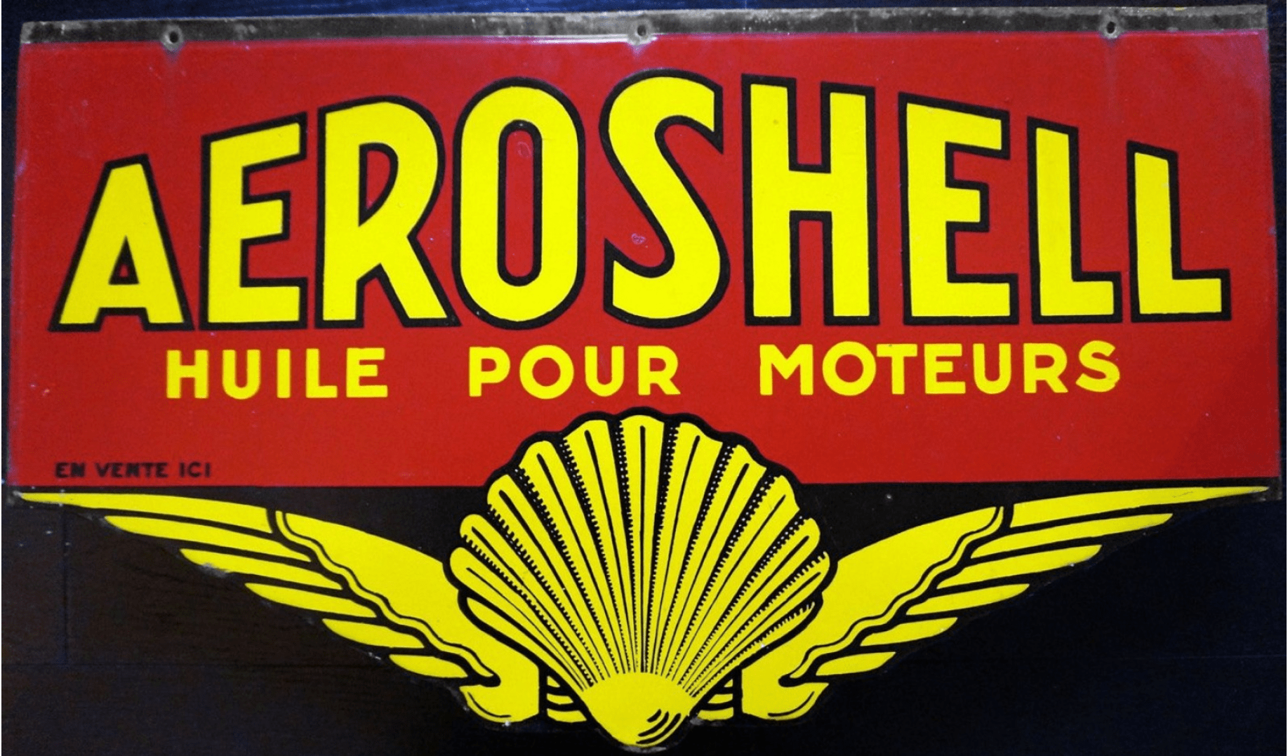 Plaque émaillée double face Aeroshell Huile