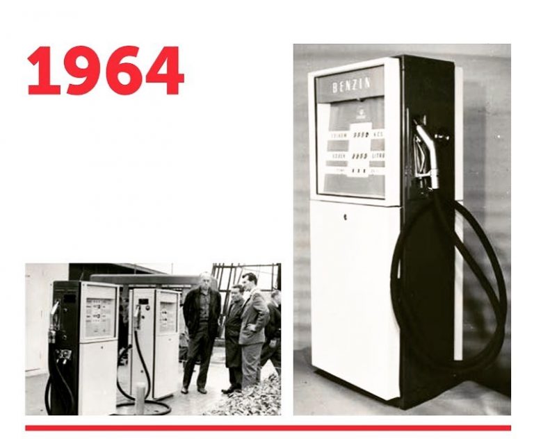 1964 – Premières pompes en libre service automatique