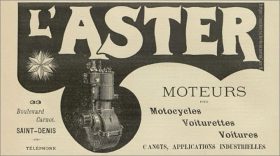 Publicité moteurs L'ASTER de 1900