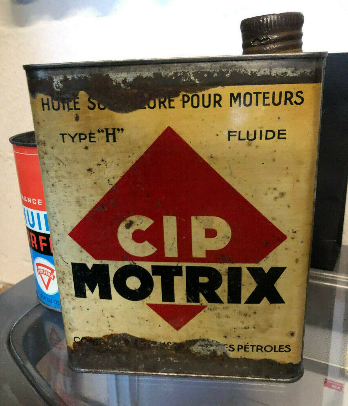 Ancien bidon huile CIP Motrix oil can (1/2)