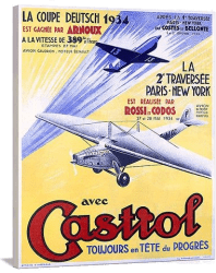 Castrol Aviation Motor Oil Vintage Printed On Canvas