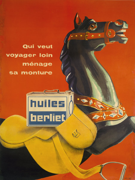 Affiche Huiles Berliet cheval 1956