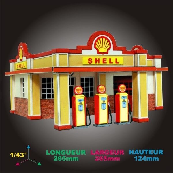 Station essence Shell (1/43ème) (© maquettes-decors-patrice-gregoire.fr)