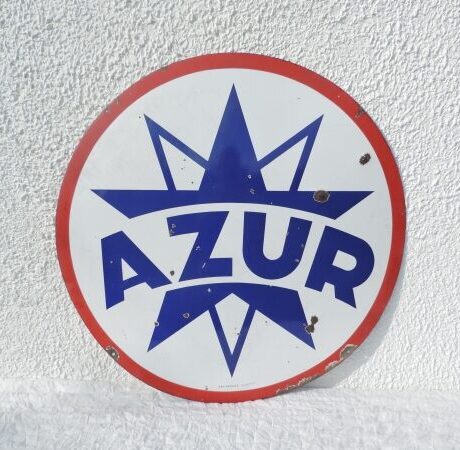 Plaque émaillée Azur, ronde (© rouleetvintage.net)
