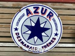 Rare plaque émaillée Azur Desmarais Frères (© plaquesemailleesanciennes.us)