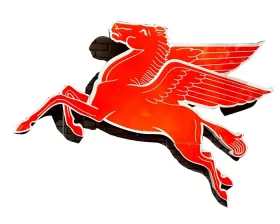 PEGASE MOBILGAZ Plaque émaillée origine usa de 1955 (© auction.fr)