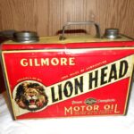 Bidon d'huile moteur Gilmore Lion Head vintage, 1 gallon, (© worthpoint.com)