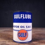 Bidon d'huile moteur Gulf Gulflube des années 1950 (© garageduvintage.com)