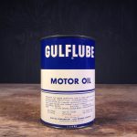 Bidon d'huile moteur Gulf Gulflube des années 1950 (© garageduvintage.com)