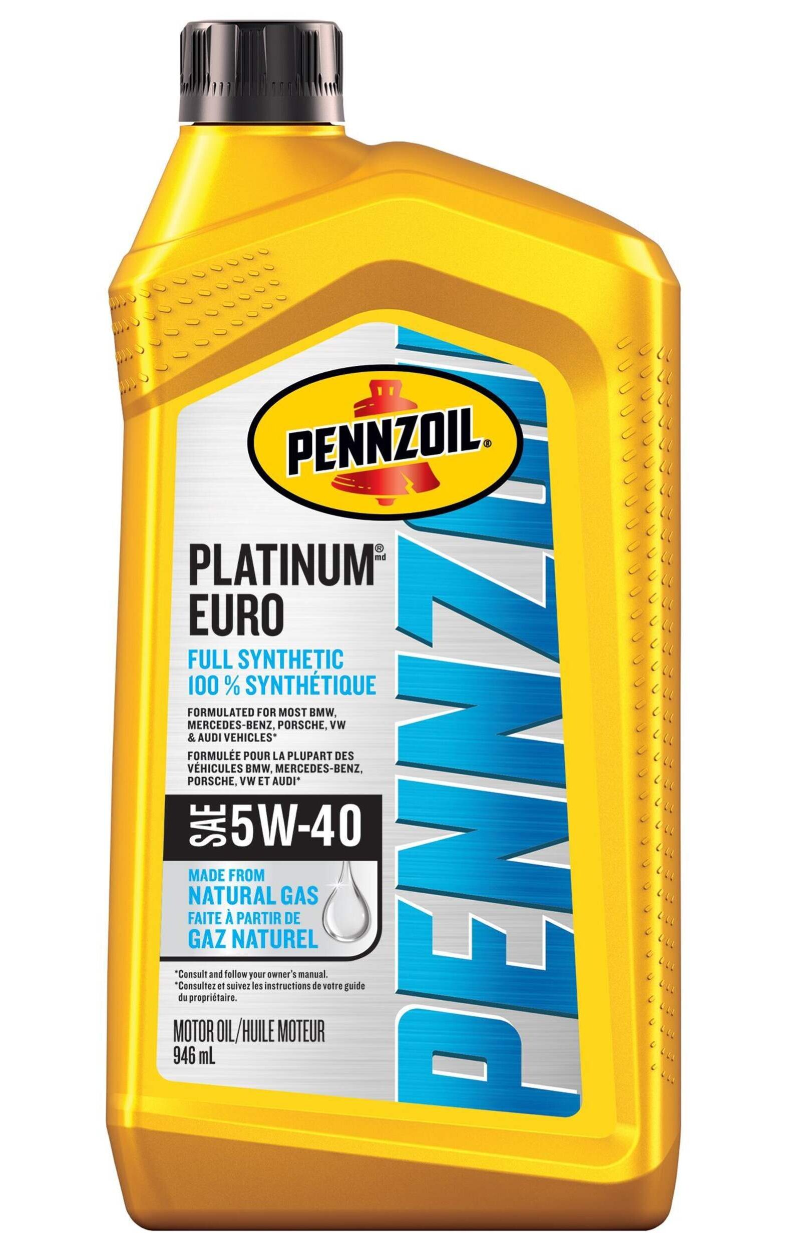 Huile à moteur synthétique Pennzoil Platinum Euro, 5W-40, 946 mL (© canadiantire.ca)