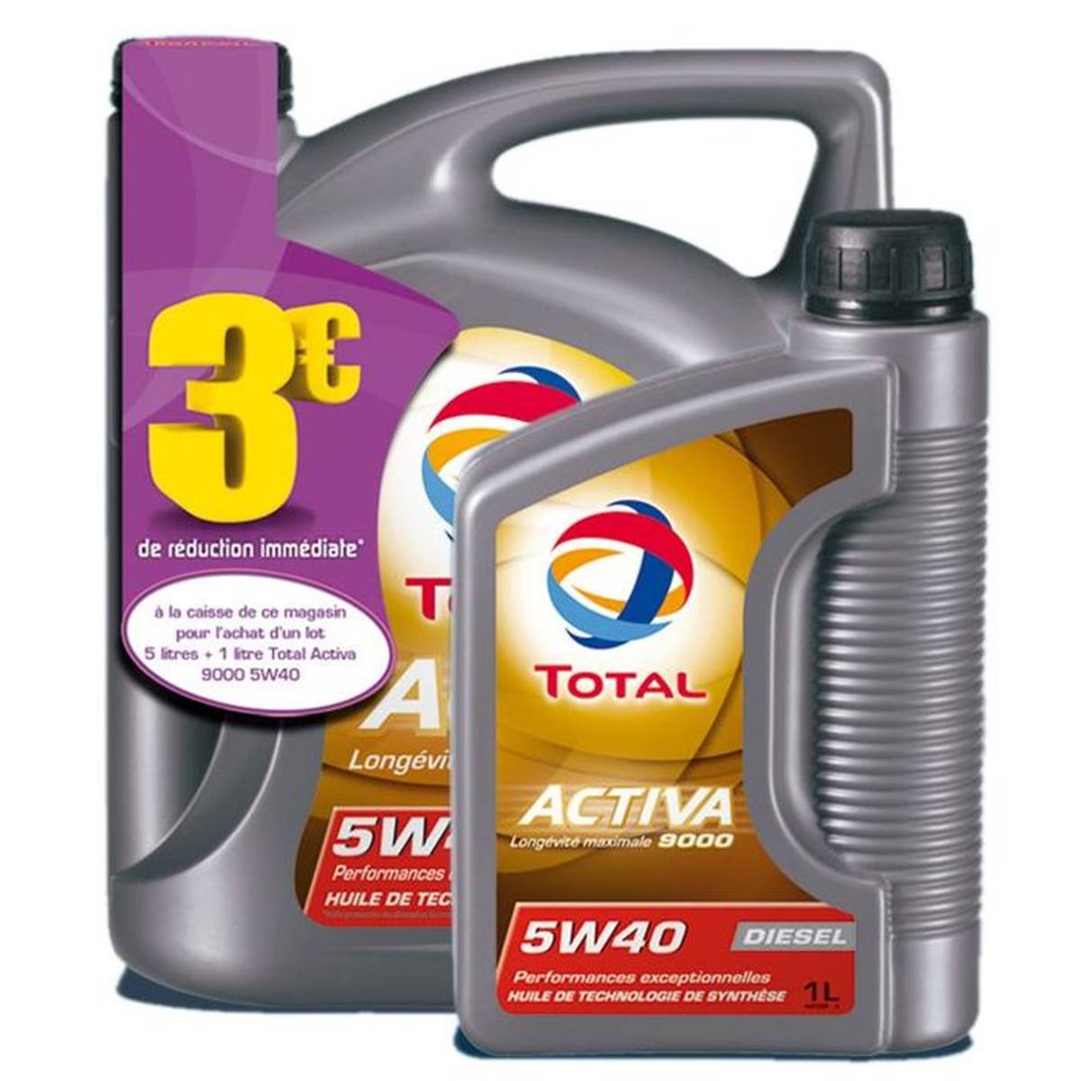 huile moteur Total Activa 9000 5w40 diesel (lot) (© feuvert.fr)