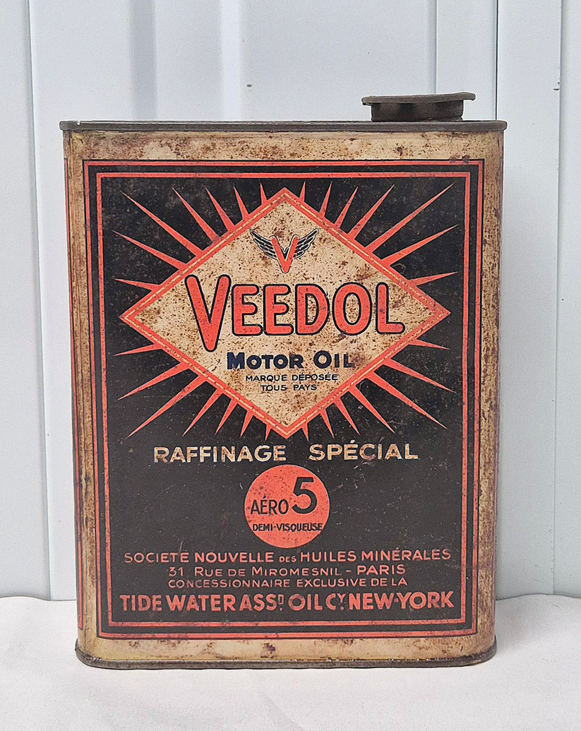Bidon d'huile Veedol « Aéro 5 demi-visqueuse » (© passion-automobilia.com)