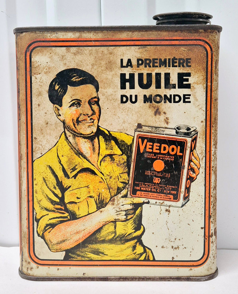 Bidon d'huile Veedol « 4 demi-fluide légère » (© passion-automobilia.com)