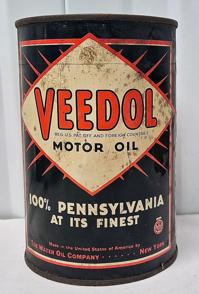 Pot d'huile US "Veedol motor oil" type Boite de conserve (© passion-automobilia.com)