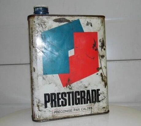Bidon huile ELF Prestigrade préconisé par CALTEX (© depotdachille.fr)