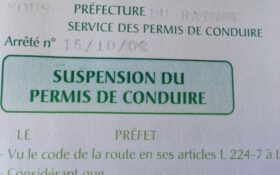 Suspension du permis de conduire.