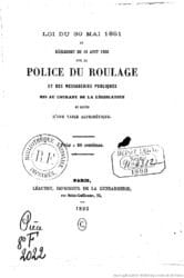 Loi du 30 mai 1851 et règlement du 10 aout 1852 sur la police de roulage... (© gallica.bnf.fr)