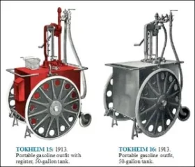 Pompe mobile Tokheim 15 et Tokheim 16 de 1913 (© forums.aaca.org)