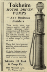 Publicité papier pour Tokheim, 1925 (© ebay.com / "Automobile Trade Journal")